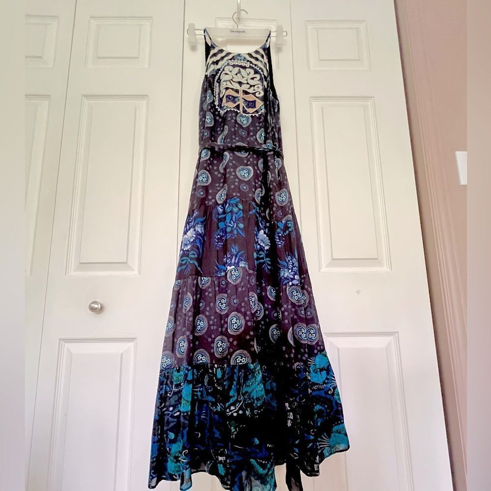 NWOT Desigual midi dress with halter straps designed by Christian Lacroix Size L